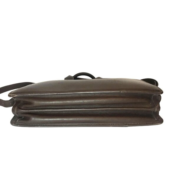 JACK ROGERS Mens Executive Leather Briefcase Messenger Bag Brown Zip Top 16" - Picture 4 of 12